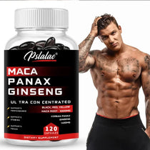 Maca Root Capsules 10,000 mg + Korean Ginseng 1,400 mg - Black + Red + Yellow Maca Root, High Strength Supplement Supplement