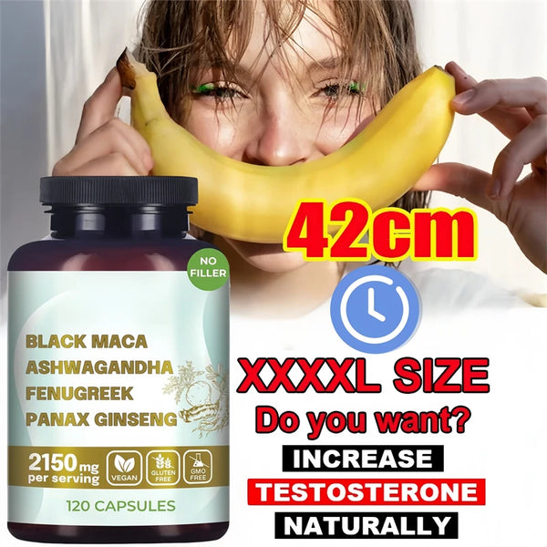 Original Black Maca Root, Ashwagandha, Panax Ginseng, Fenugreek Cap...