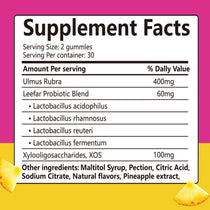 Feminine Probiotics Gummies with Slippery Elm for Women Supports pH Balance Gut Health & Immune System Pineapple Flavor 60 Count