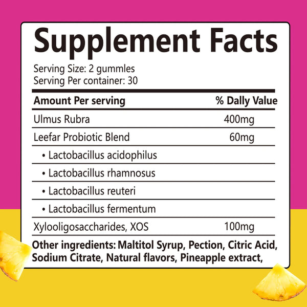Feminine Probiotics Gummies with Slippery Elm for Women Supports pH...