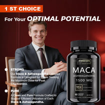 Organic Maca Root Powder Capsules 1500mg containing  Maca Root Extract,Ashwagandha,Black Pepper, Supplements for Men