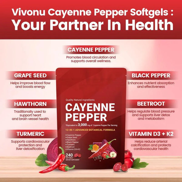 240pcs Cayenne Pepper Health Softgels Capsules 12-in-1 Advanced Bot...