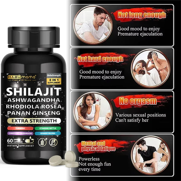 Natural Powerful Male Supplement with Shilajit, Ashwagandha & Ginse...