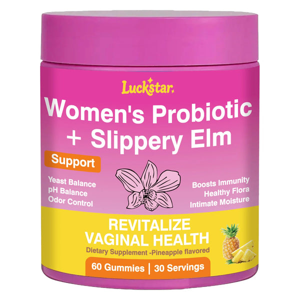 Feminine Probiotics Gummies with Slippery Elm for Women Supports pH...