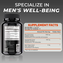 Organic Maca Root Powder Capsules 1500mg containing  Maca Root Extract,Ashwagandha,Black Pepper, Supplements for Men